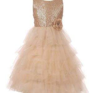 Cinderella Couture Size 4 Nude sequin cascading Tulle dress